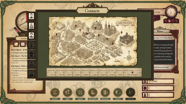 The contacts map of Arkwright