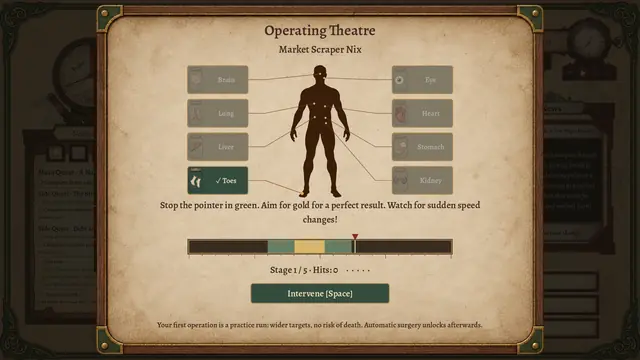The operating theatre surgery minigame